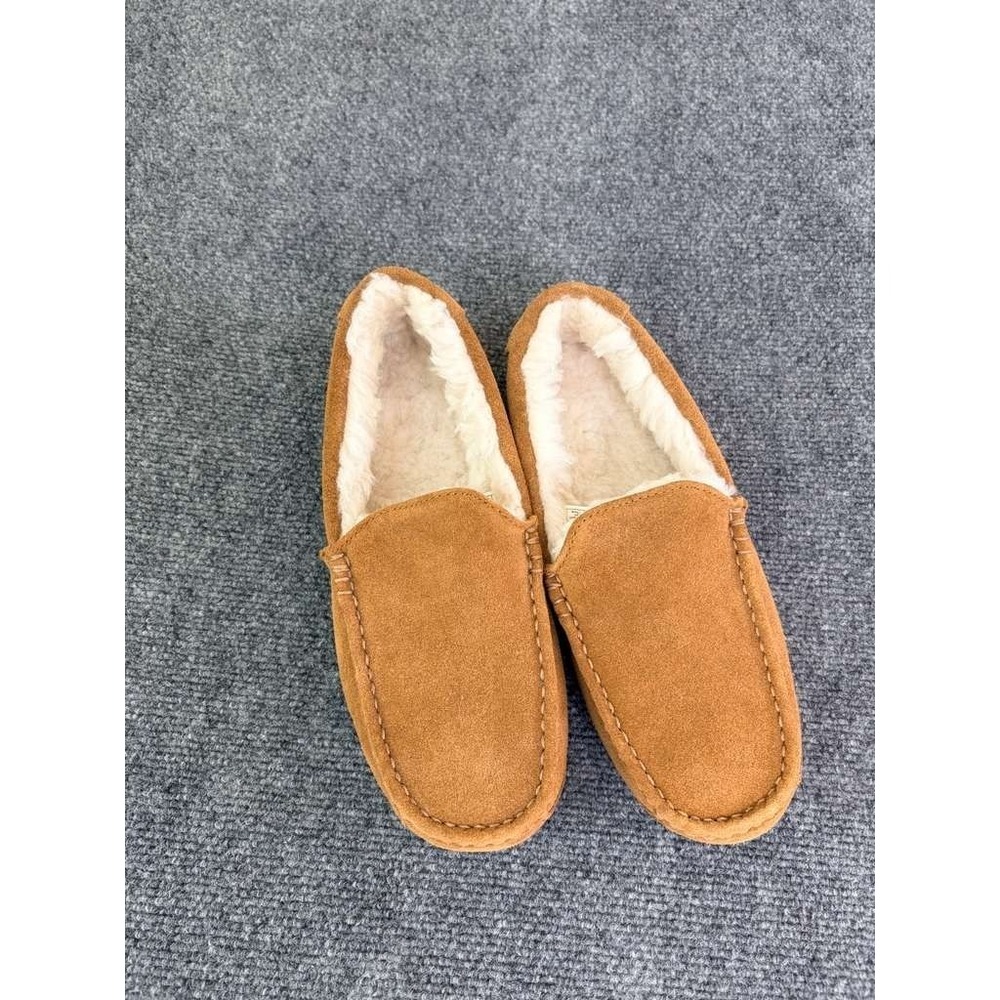Koolaburra by UGG Suede Shearling Lined Moccasin Slippers Tan Men's Size 9